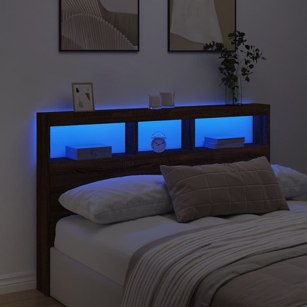 Ormarić za uzglavlje LED boja smeđeg hrasta 160x17x102 cm