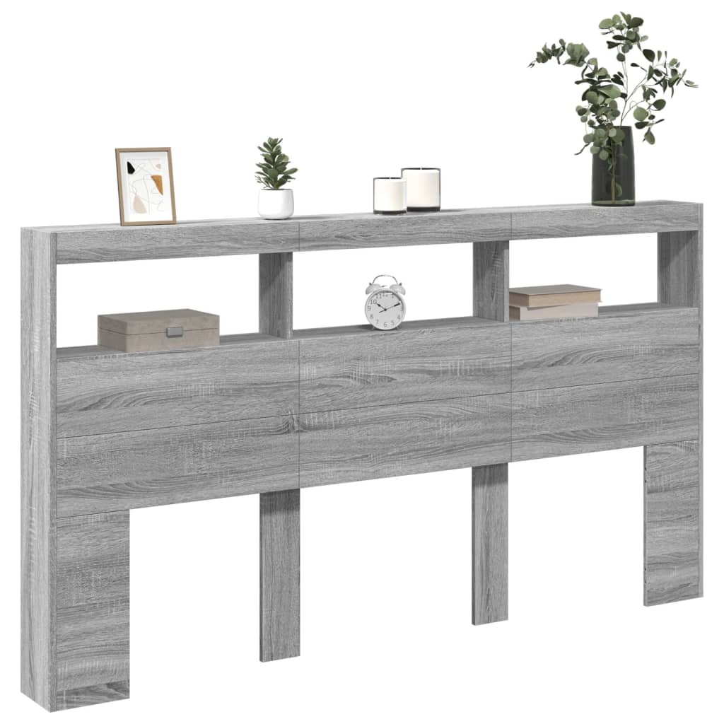 Ormarić za uzglavlje LED sivom sonomom 180x17x102 cm
