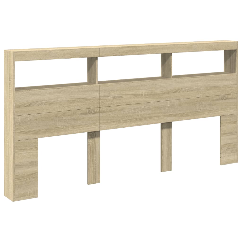 Ormarić za uzglavlje s LED svjetlima boja hrasta 200x17x102 cm
