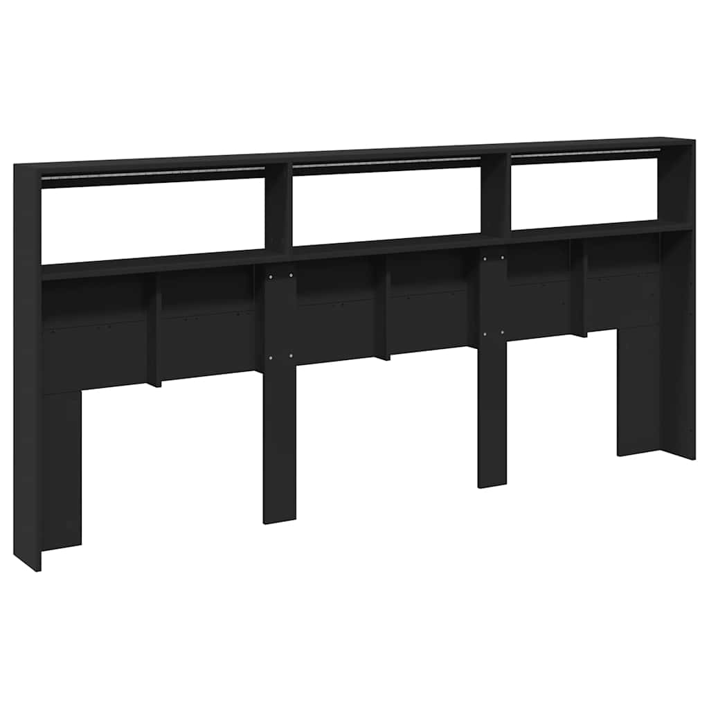 Ormarić za uzglavlje s LED svjetlima crni 220 x 17 x 102 cm
