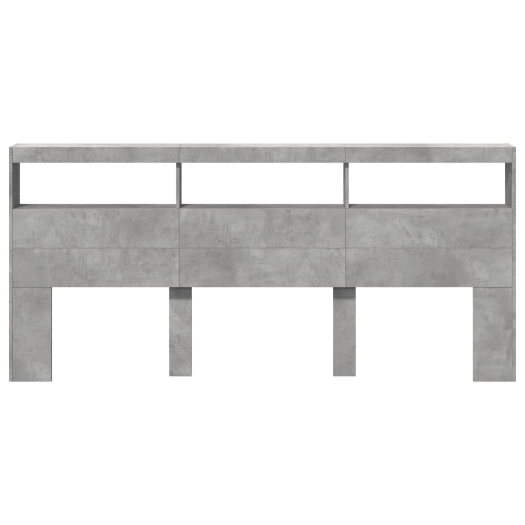 Ormarić za uzglavlje LED svjetlima boja betona 220x17x102 cm