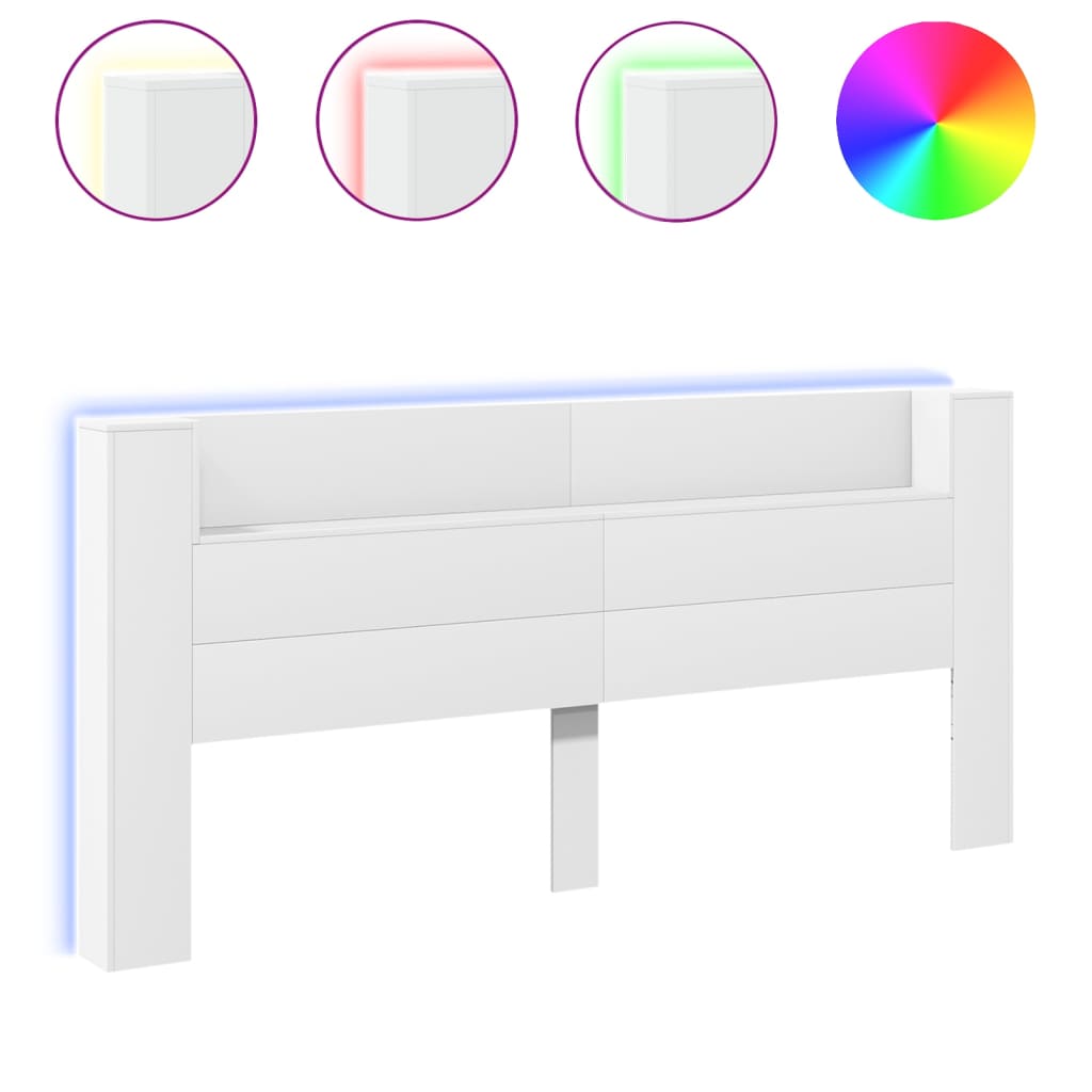 Ormarić za uzglavlje s LED svjetlima bijeli 220x16,5x103,5 cm