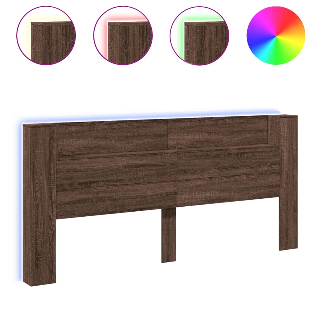Ormarić za uzglavlje LED boja smeđeg hrasta 220x16,5x103,5 cm