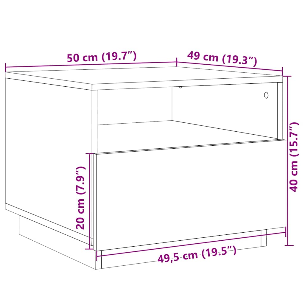 Stolić za kavu s LED svjetlima bijeli 50 x 49 x 40 cm
