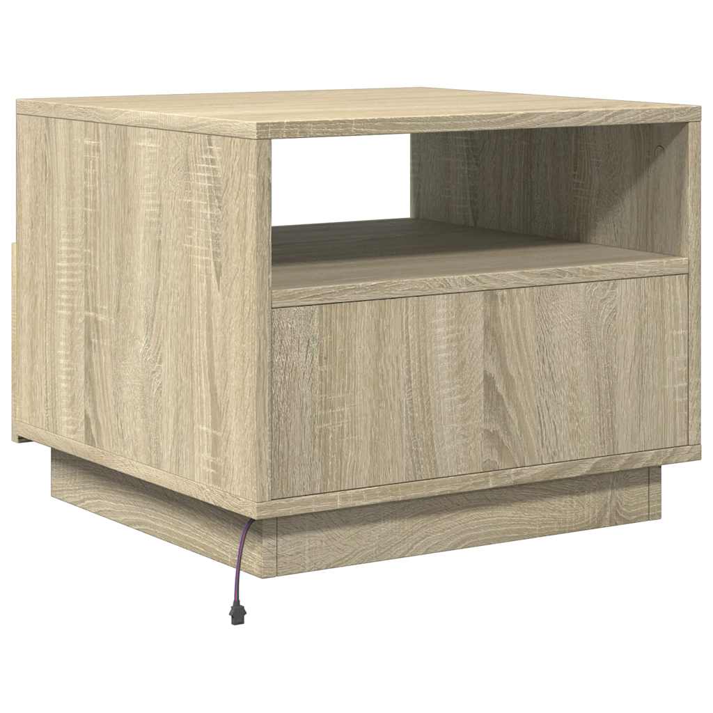 Stolić za kavu s LED svjetlima boja hrasta sonome 50x49x40 cm