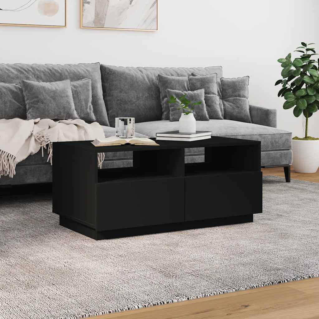 Stolić za kavu s LED svjetlima crni 90x49x40 cm