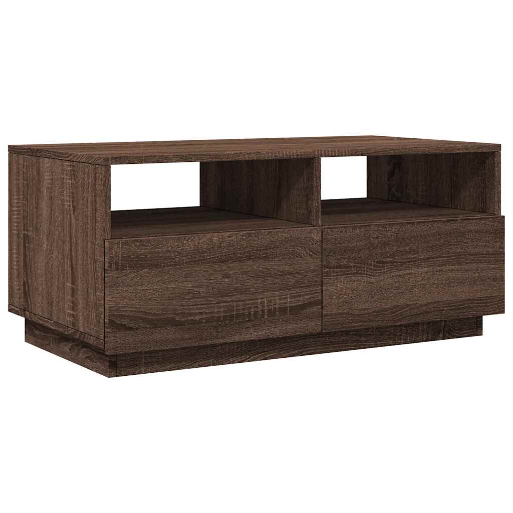 Stolić za kavu s LED svjetlima smeđi hrast 90x49x40 cm