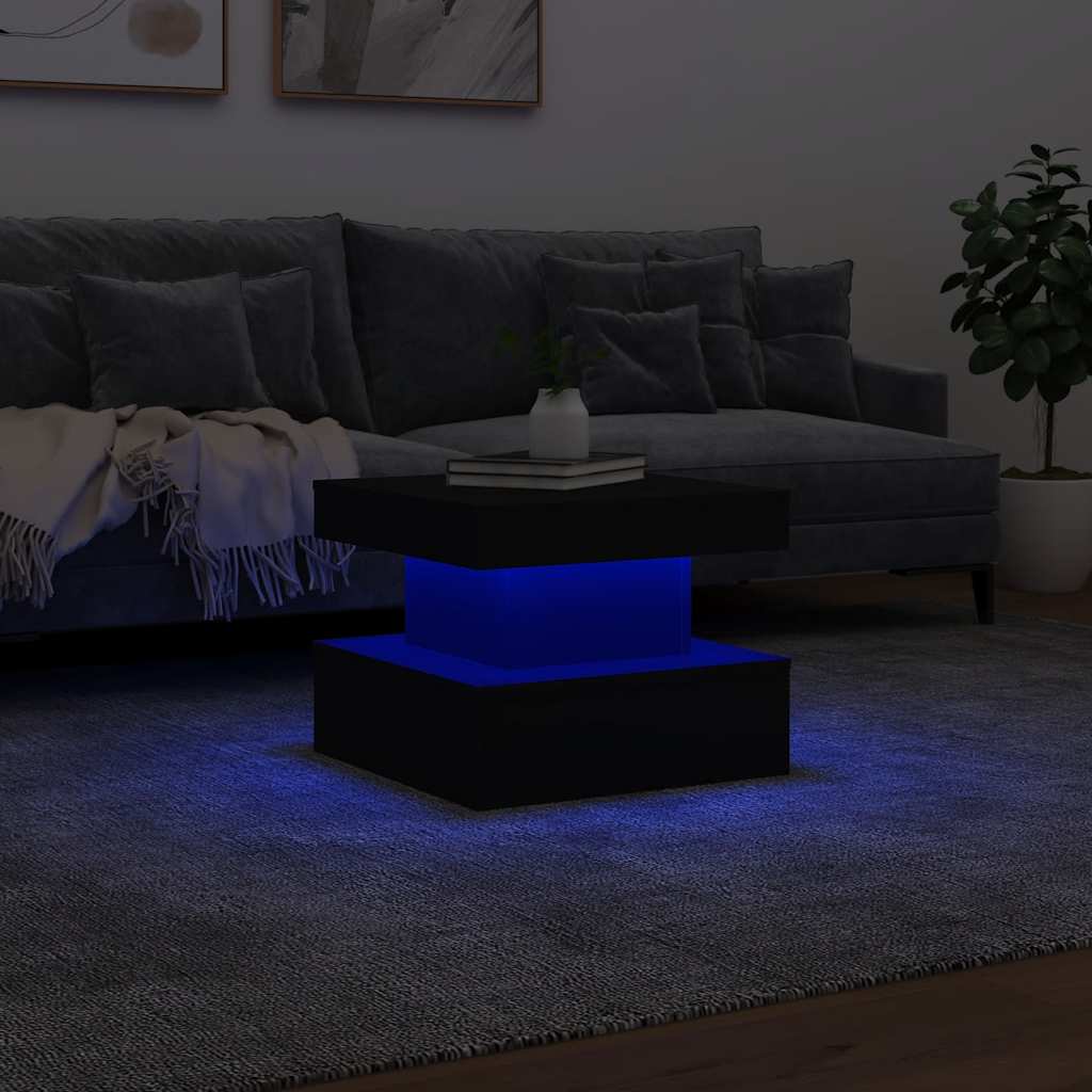 Stolić za kavu s LED svjetlima crni 50 x 50 x 40 cm