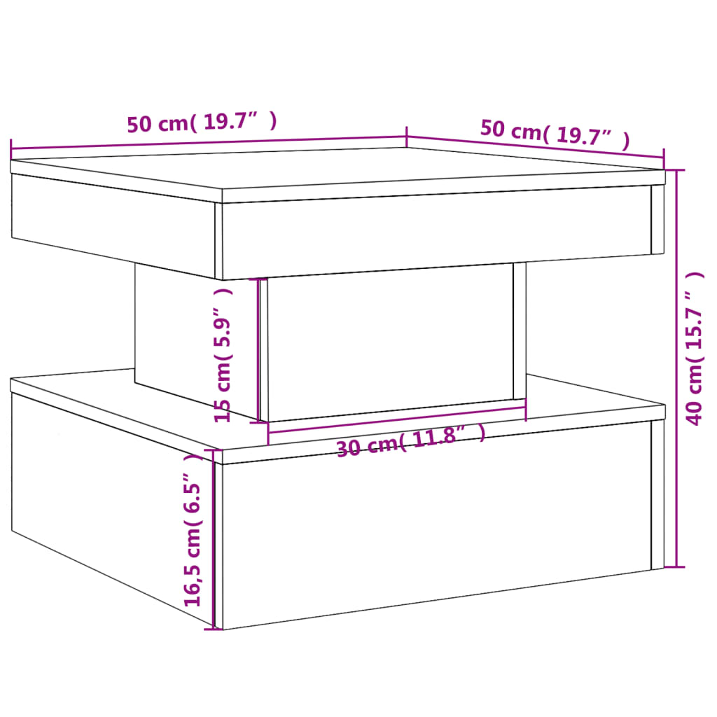 Stolić za kavu s LED svjetlima siva boja betona 50 x 50 x 40 cm