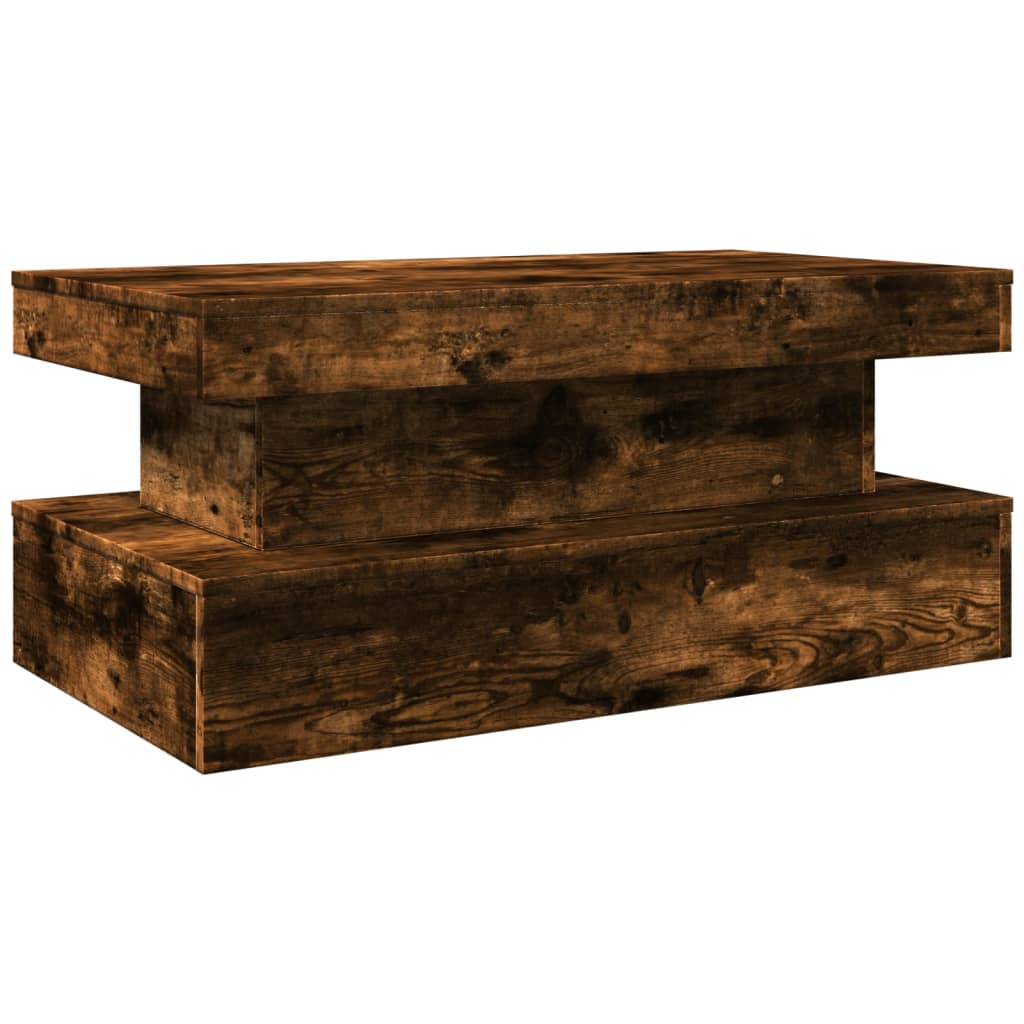 Stolić za kavu s LED svjetlima boja hrasta 90 x 50 x 40 cm