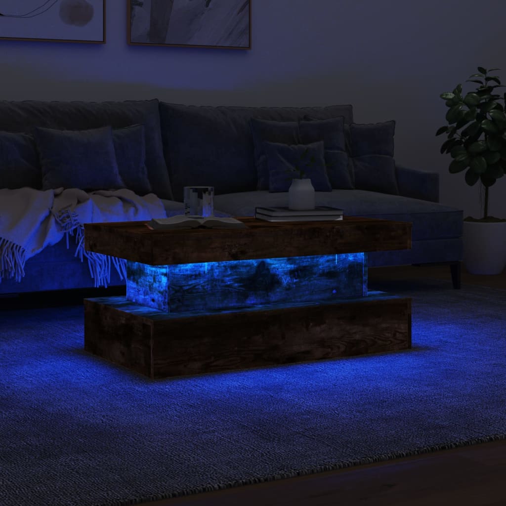 Stolić za kavu s LED svjetlima boja hrasta 90 x 50 x 40 cm