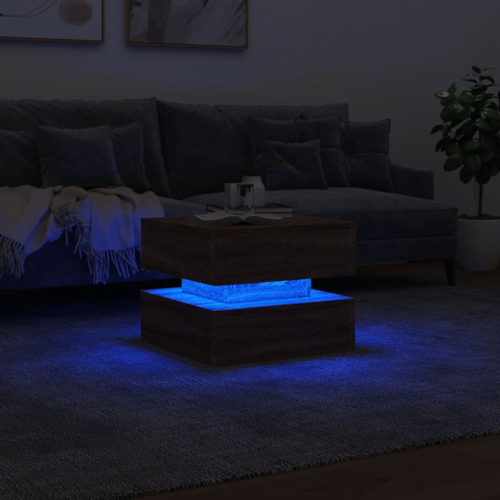 Ormarić za uzglavlje LED boja smeđeg hrasta 50x50x40 cm