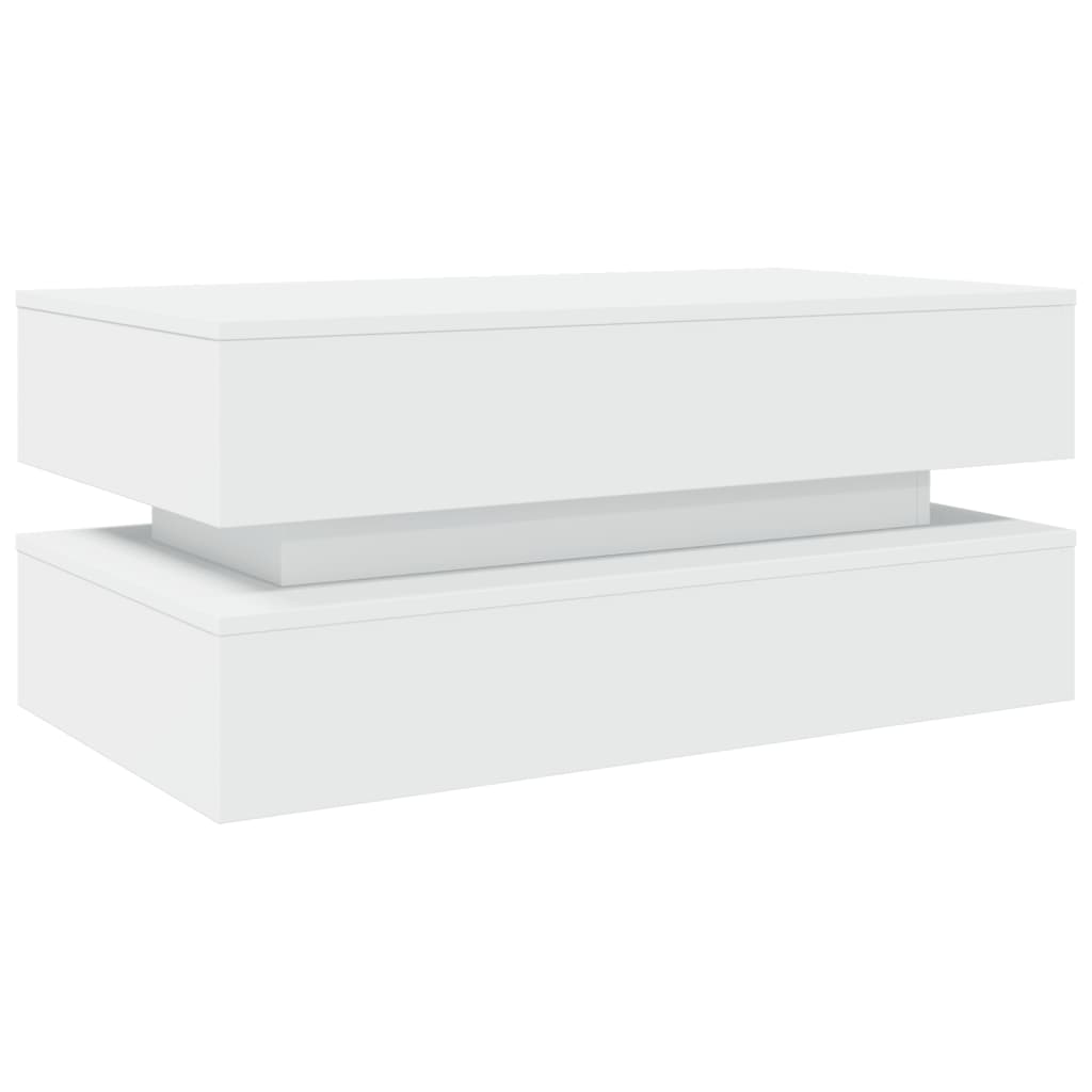 Stolić za kavu s LED svjetlima bijeli 90 x 50 x 40 cm