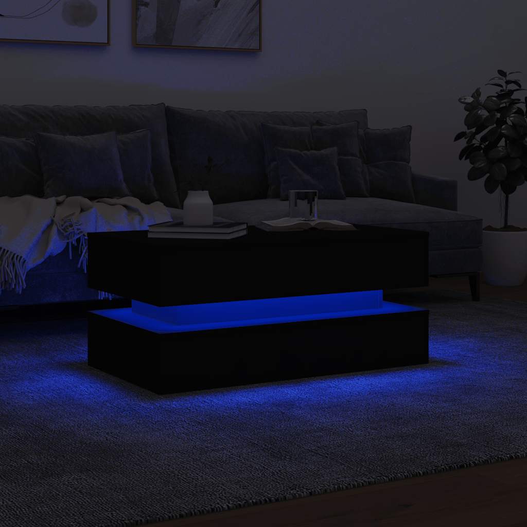Stolić za kavu s LED svjetlima crni 90 x 50 x 40 cm