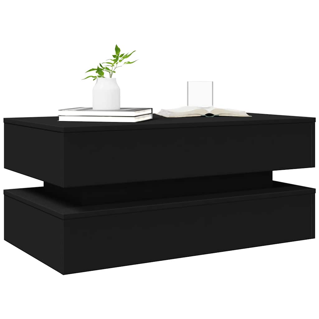 Stolić za kavu s LED svjetlima crni 90 x 50 x 40 cm