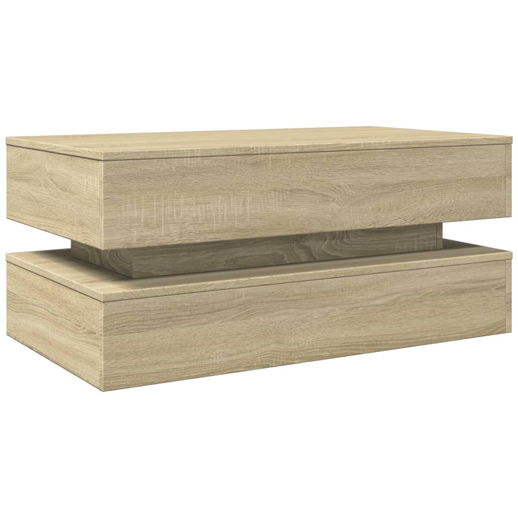 Stolić za kavu s LED svjetlima boja hrasta 90 x 50 x 40 cm