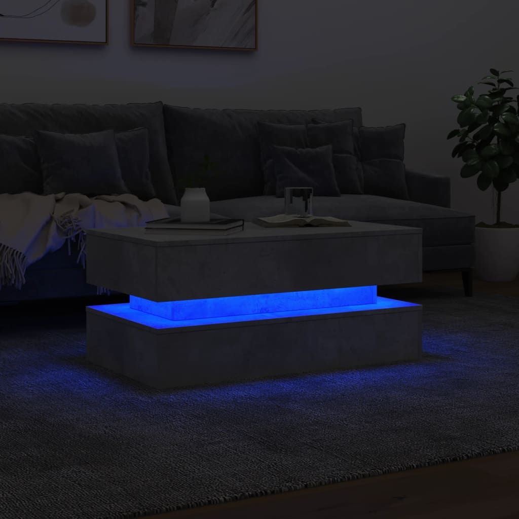 Stolić za kavu s LED svjetlima siva boja betona 90 x 50 x 40 cm