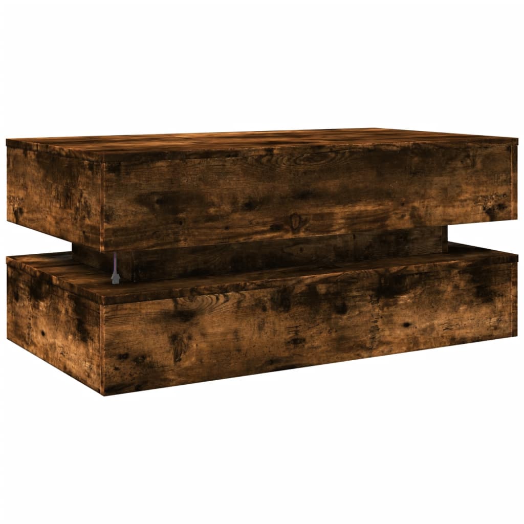 Stolić za kavu s LED svjetlima boja hrasta 90 x 50 x 40 cm