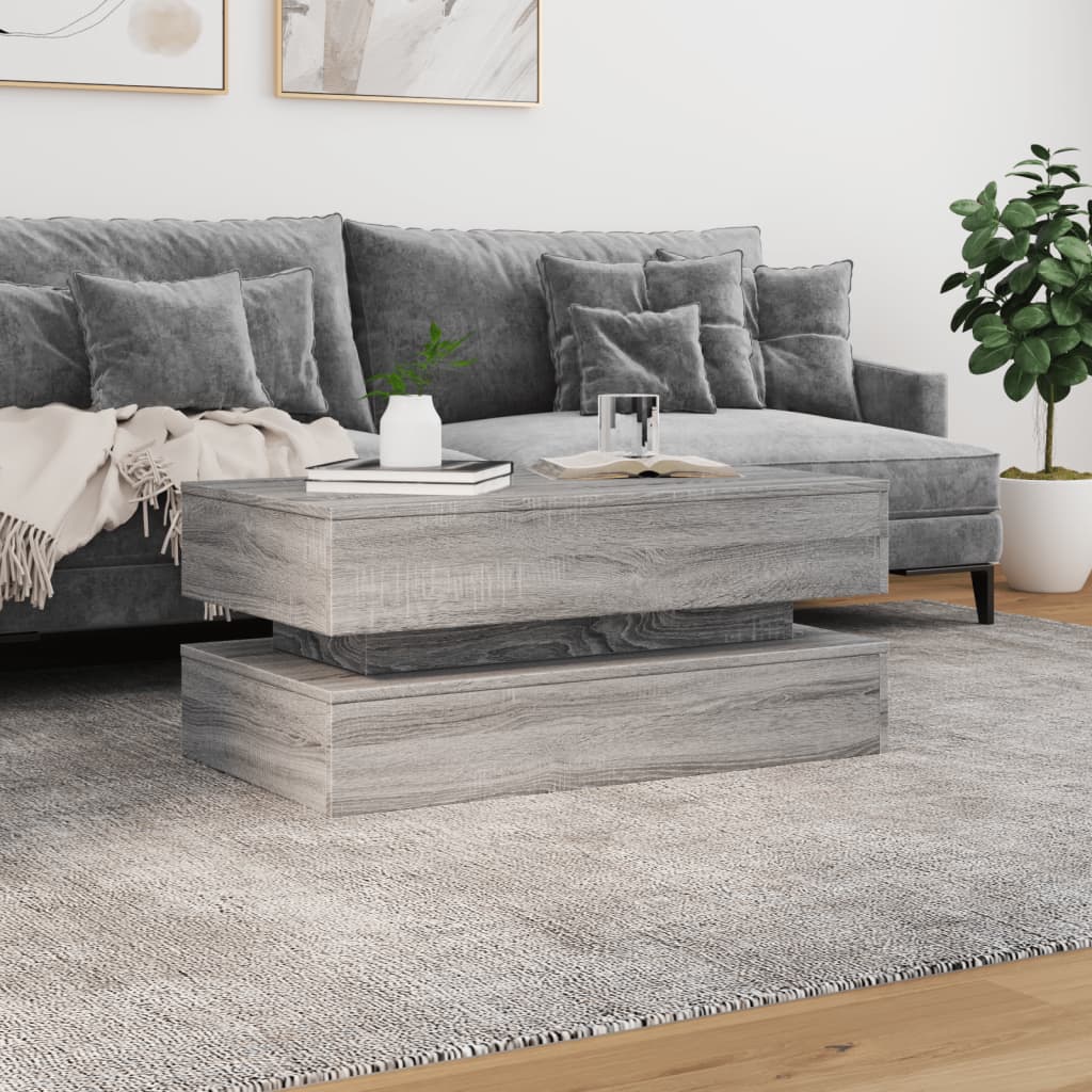 Stolić za kavu s LED svjetlima siva boja hrasta 90 x 50 x 40 cm