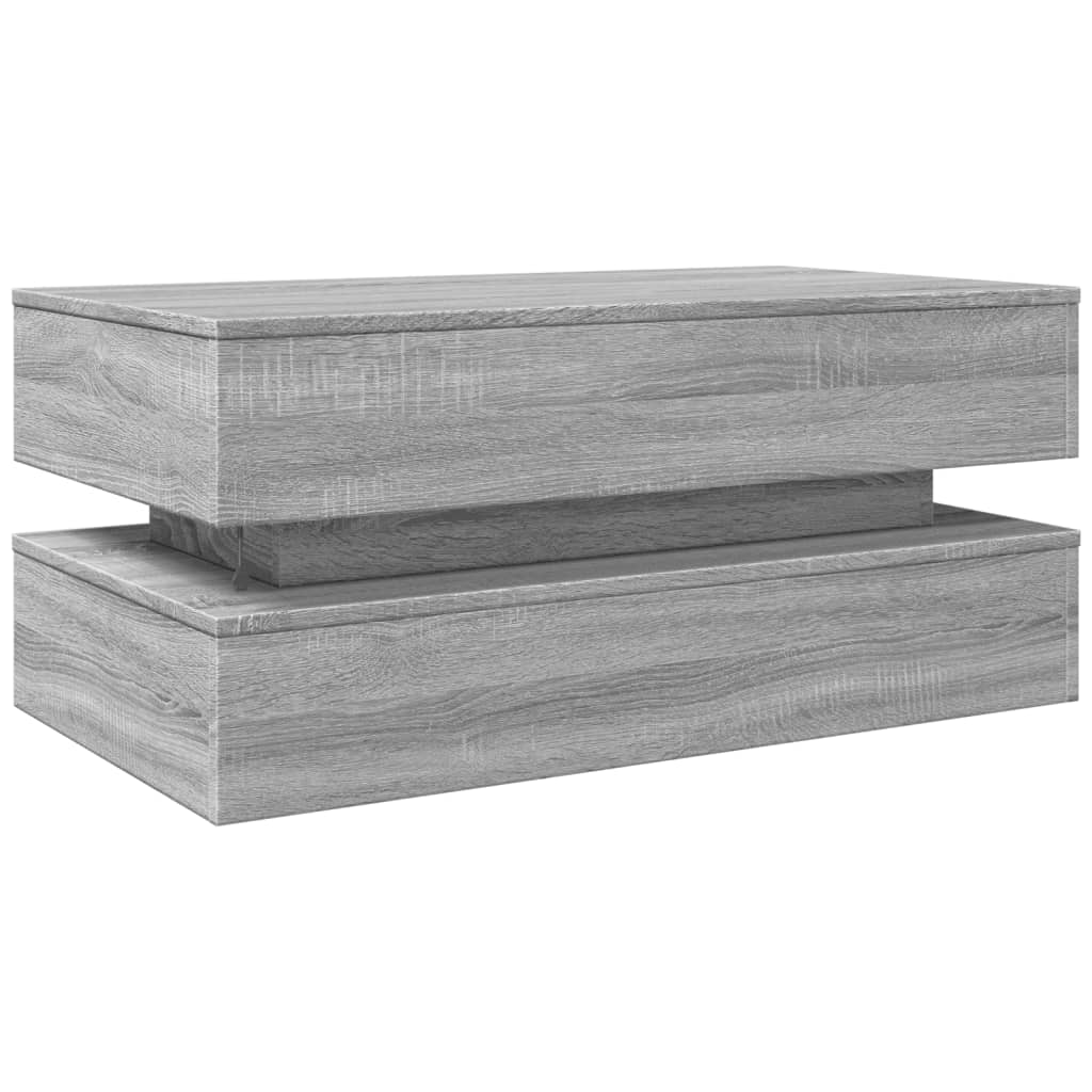 Stolić za kavu s LED svjetlima siva boja hrasta 90 x 50 x 40 cm