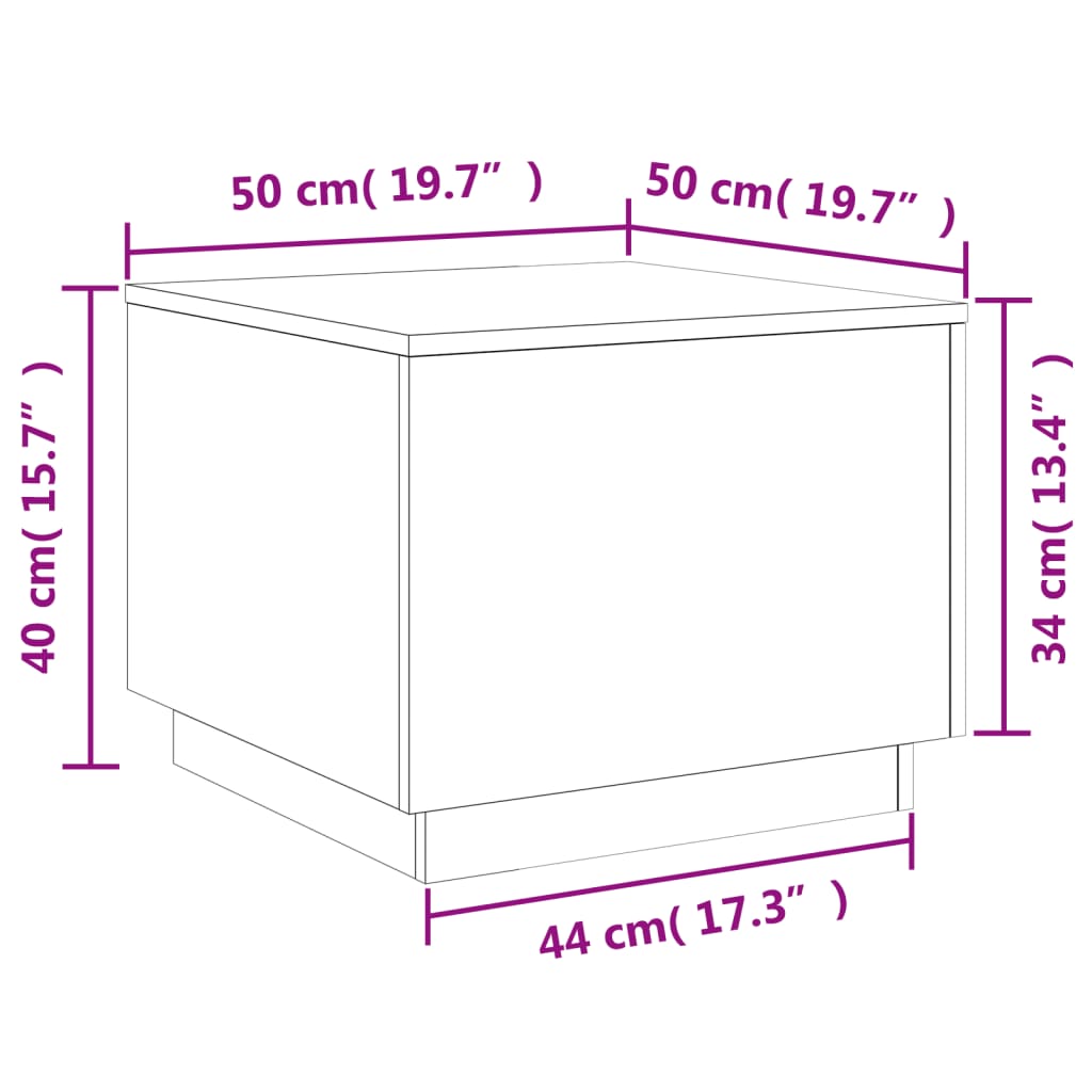 Ormarić za uzglavlje LED boja dimljenog hrasta 50x50x40 cm