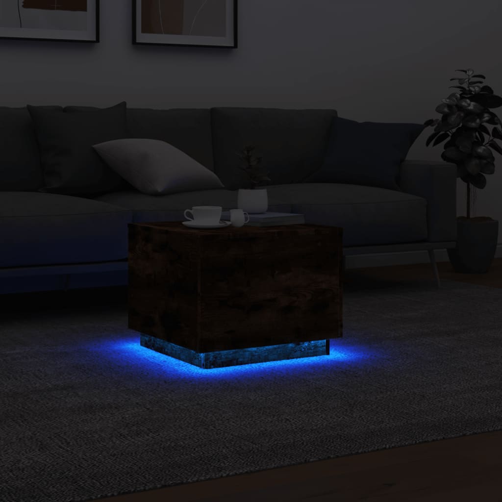 Ormarić za uzglavlje LED boja dimljenog hrasta 50x50x40 cm