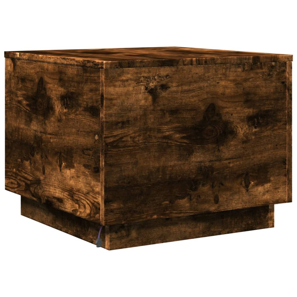 Ormarić za uzglavlje LED boja dimljenog hrasta 50x50x40 cm