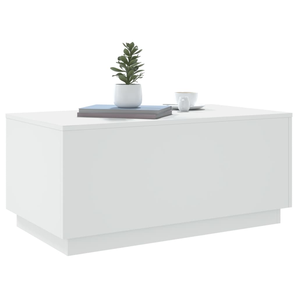 Stolić za kavu s LED svjetlima bijeli 90 x 50 x 40 cm