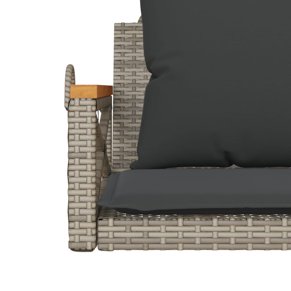 Klupa za ljuljanje s jastucima siva 63x62x40 cm od poliratana
