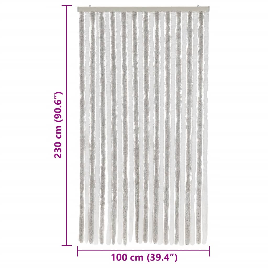 Zastor protiv muha svjetlosivi i bijeli 100 x 230 cm od šenila