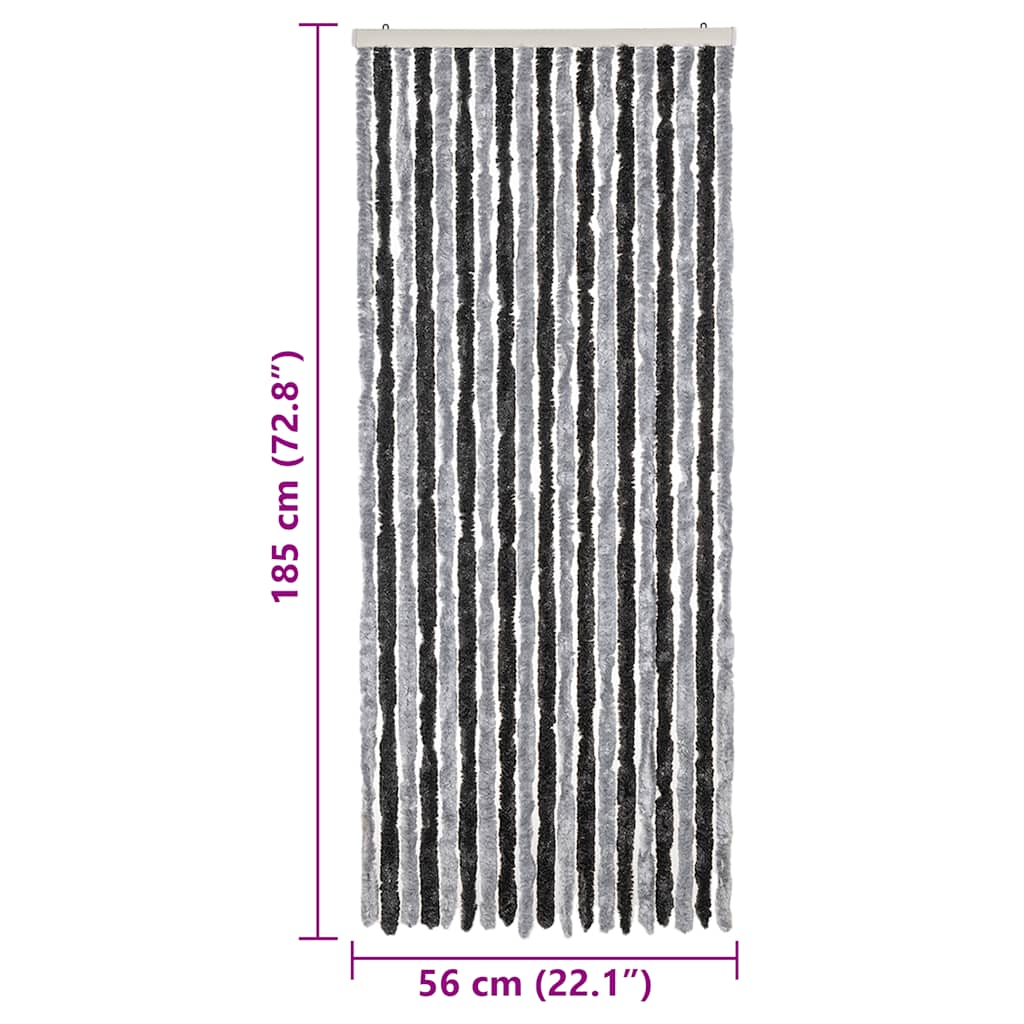 Zastor protiv muha sivo-crni 56x185 cm od šenila