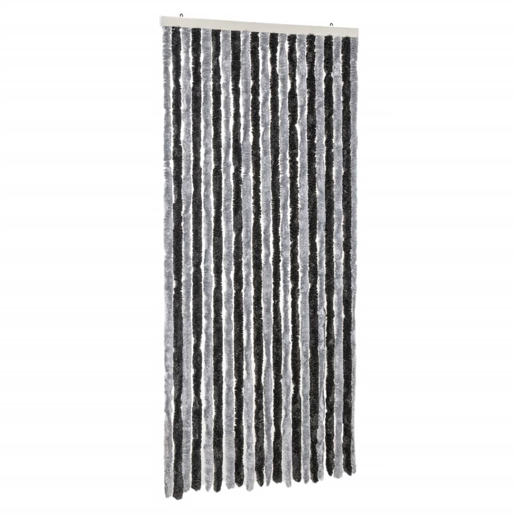 Zastor protiv muha sivo-crni 90 x 220 cm od šenila