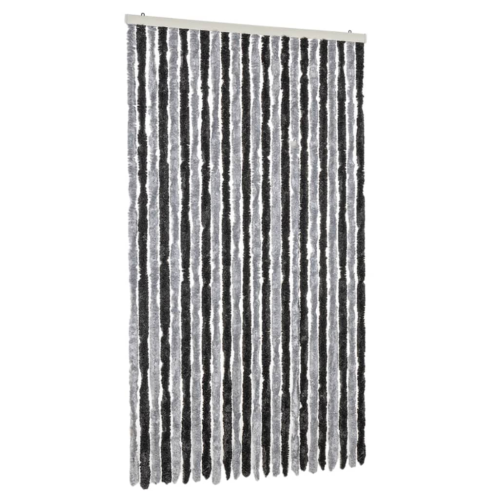 Zastor protiv muha sivo-crni 100 x 200 cm od šenila