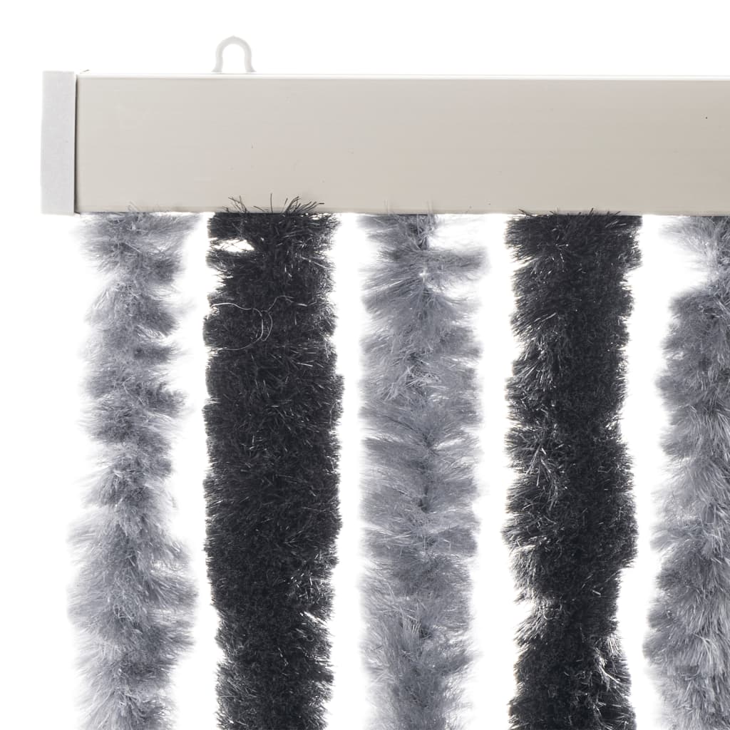 Zastor protiv muha sivo-crni 100 x 200 cm od šenila