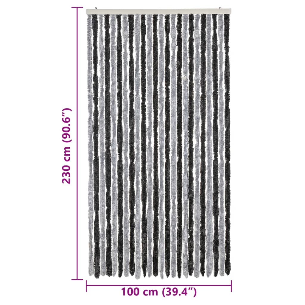 Zastor protiv muha sivo-crni 100 x 230 cm od šenila
