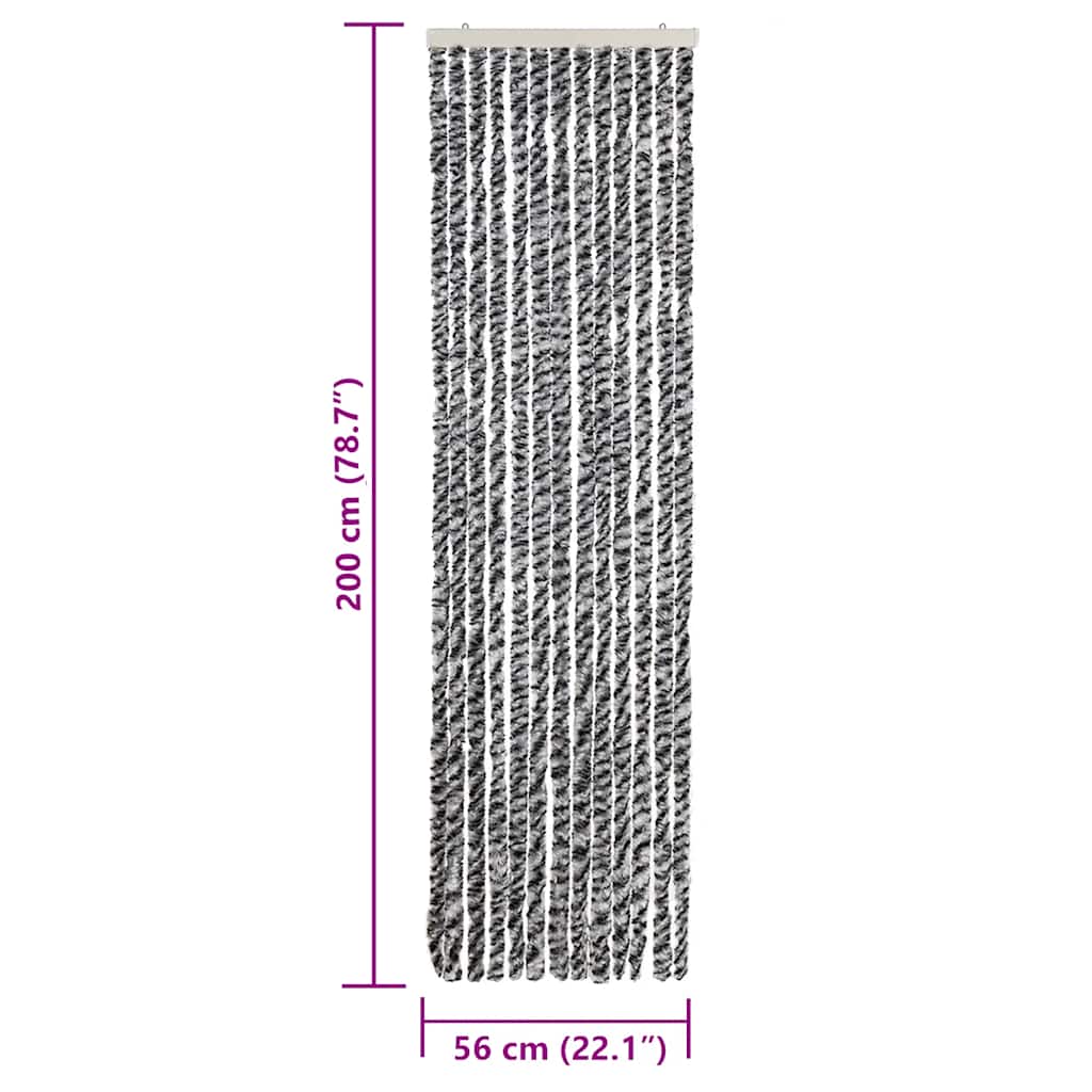 Zastor protiv muha sivi i crno-bijeli 56x200 cm od šenila