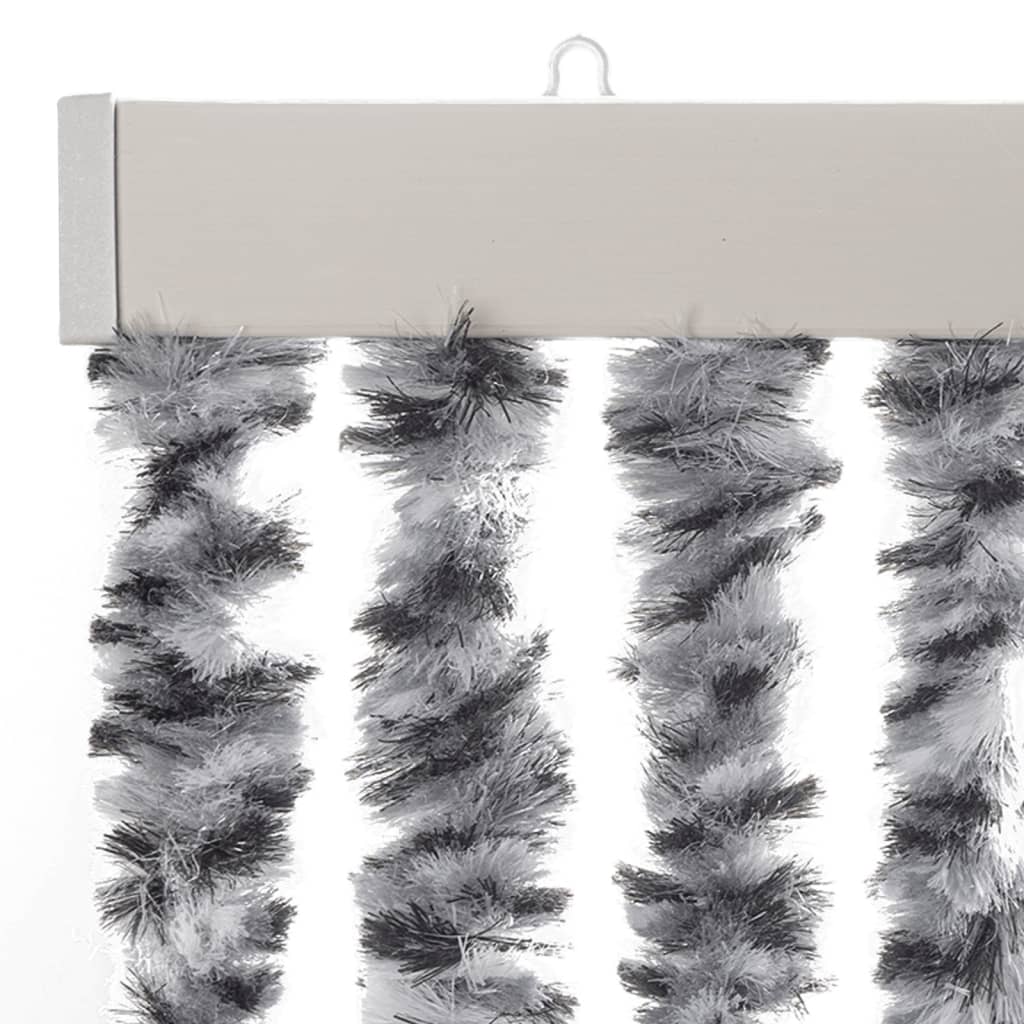 Zastor protiv insekata sivi i crno-bijeli 90 x 220 cm šenil