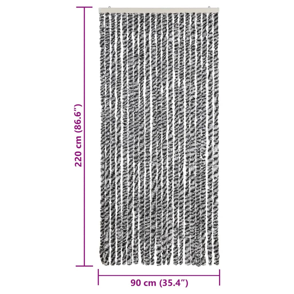 Zastor protiv insekata sivi i crno-bijeli 90 x 220 cm šenil