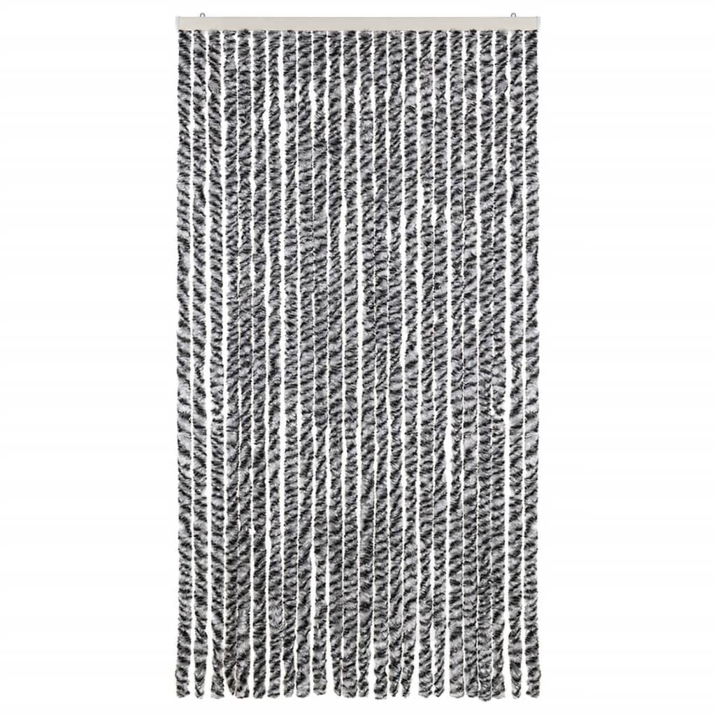 Zastor protiv muha sivi i crno-bijeli 100 x 200 cm od šenila