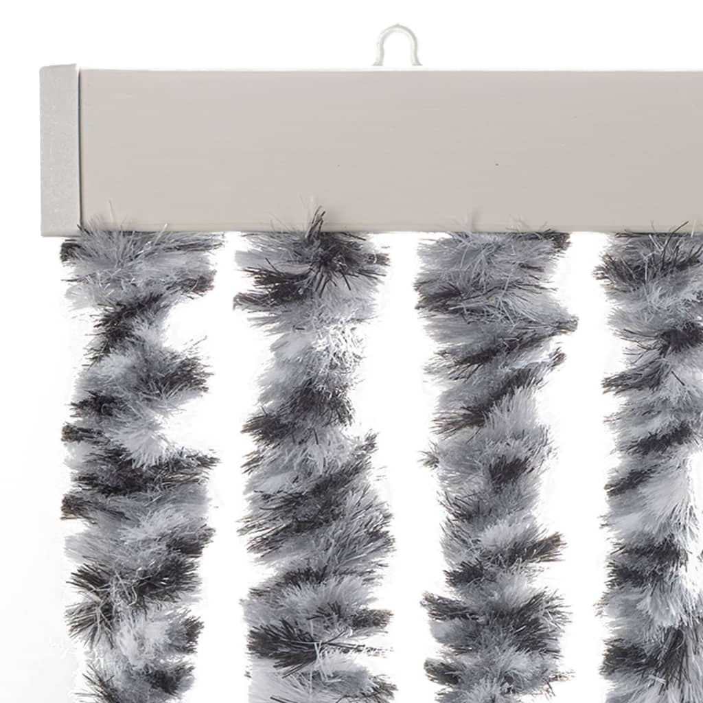 Zastor protiv muha sivi i crno-bijeli 100 x 200 cm od šenila