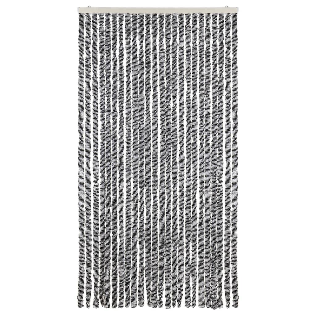 Zastor protiv muha sivi i crno-bijeli 100 x 230 cm od šenila