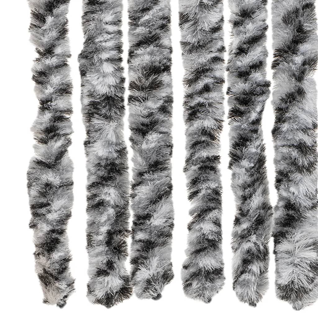 Zastor protiv muha sivi i crno-bijeli 100 x 230 cm od šenila