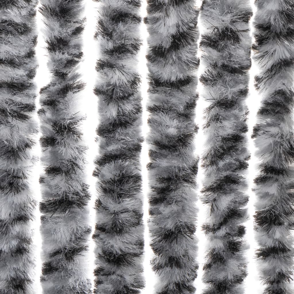 Zastor protiv muha sivi i crno-bijeli 100 x 230 cm od šenila