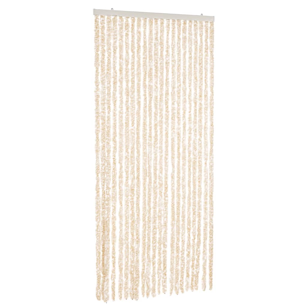Zastor protiv muha bež i bijeli 90 x 220 cm od šenila