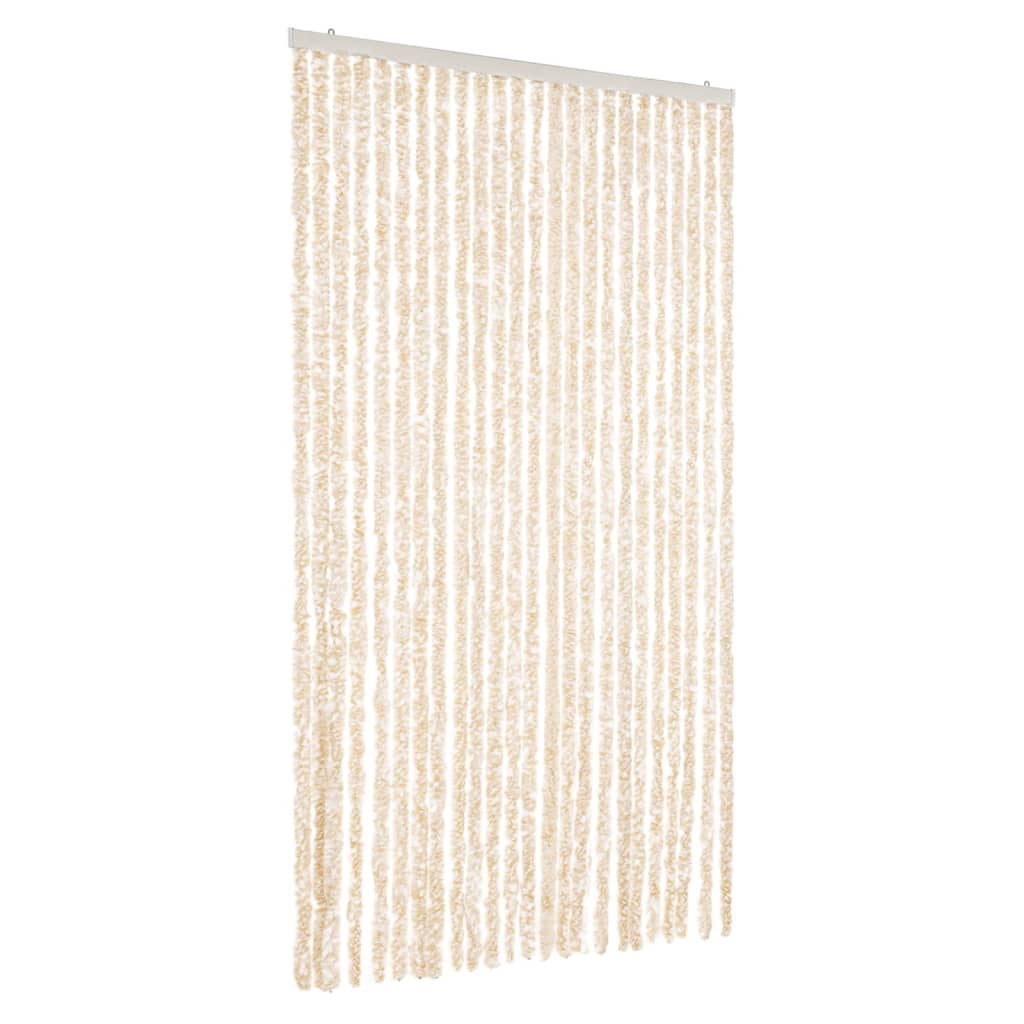 Zastor protiv muha bež i bijeli 100 x 200 cm od šenila