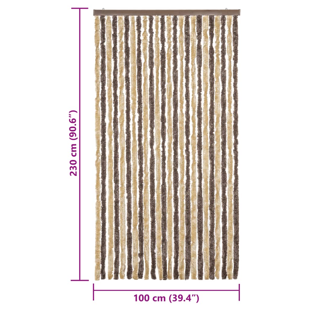Zastor protiv muha tamnosmeđi i bež 100 x 230 cm od šenila