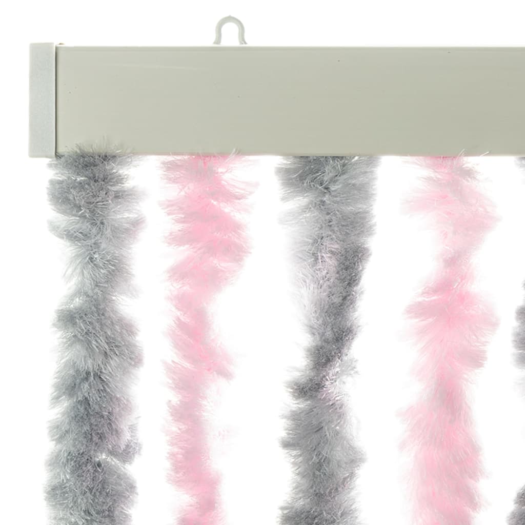 Zastor protiv muha srebrnosivi i ružičasti 100 x 220 cm šenil