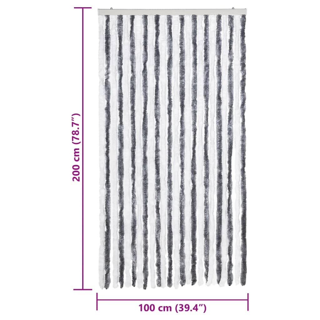 Zastor protiv muha sivo-bijeli 100 x 200 cm od šenila