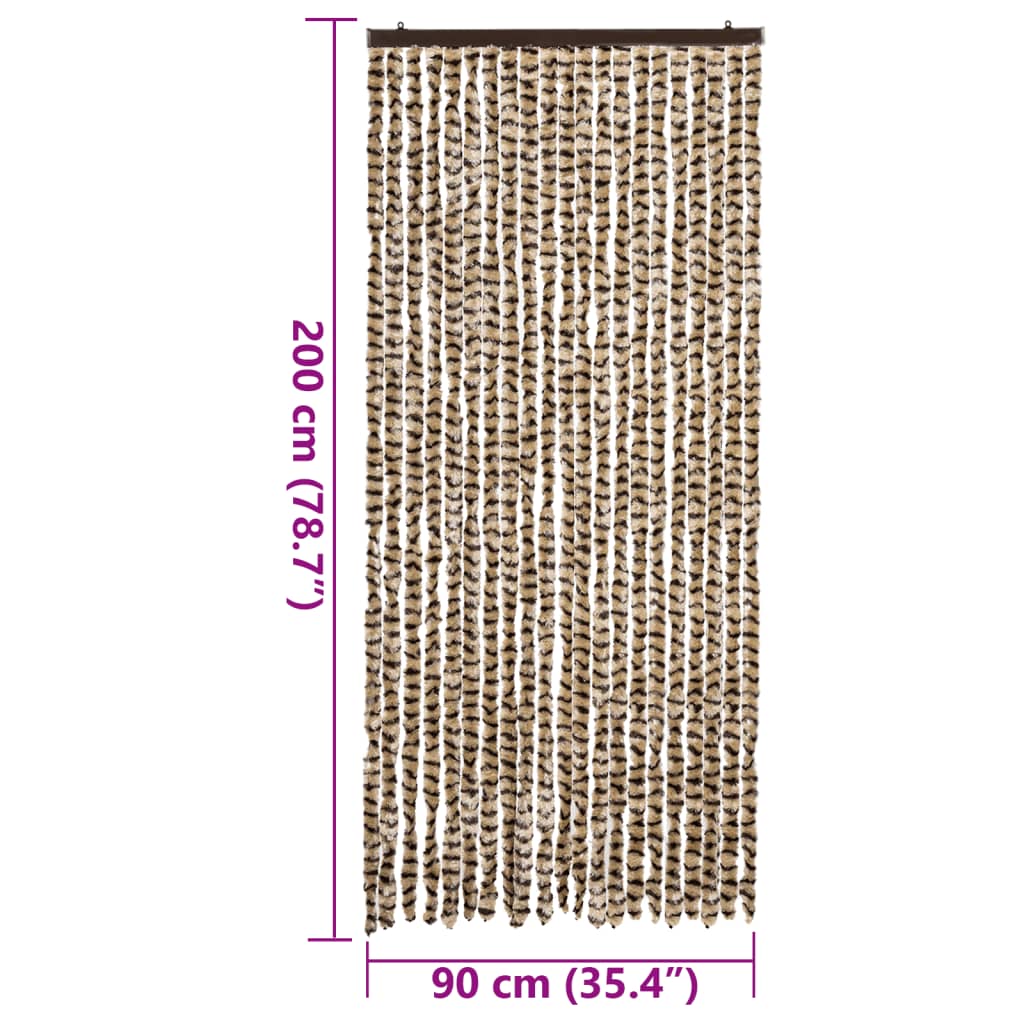 Zastor protiv muha bež i smeđa 90 x 200 cm od šenila