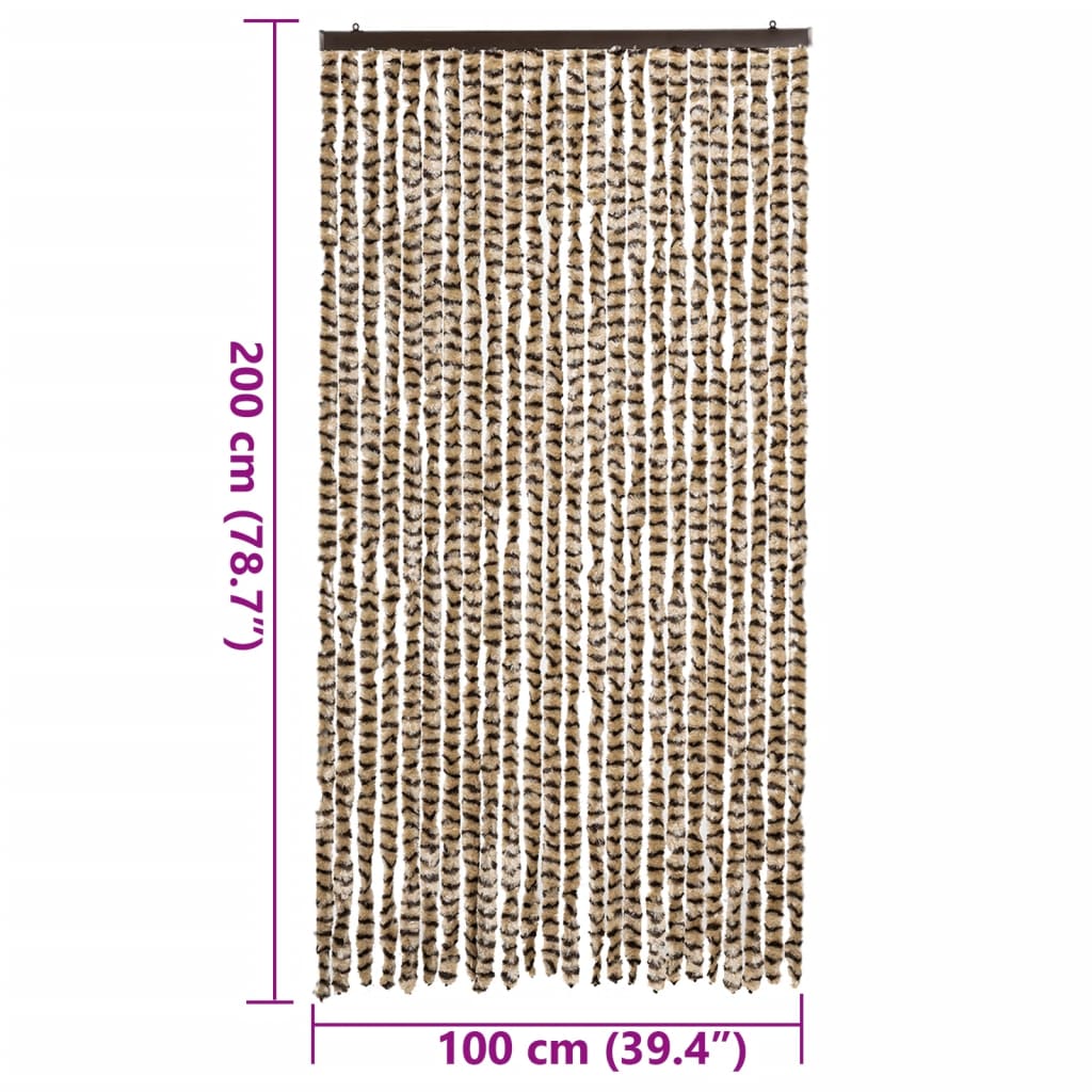Zastor protiv muha bež i smeđa 100 x 200 cm od šenila